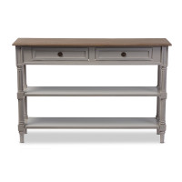 Baxton Studio EDD9VM/M-B-W1 Edouard White Wash Distressed Two-tone 2-Drawer Console Table